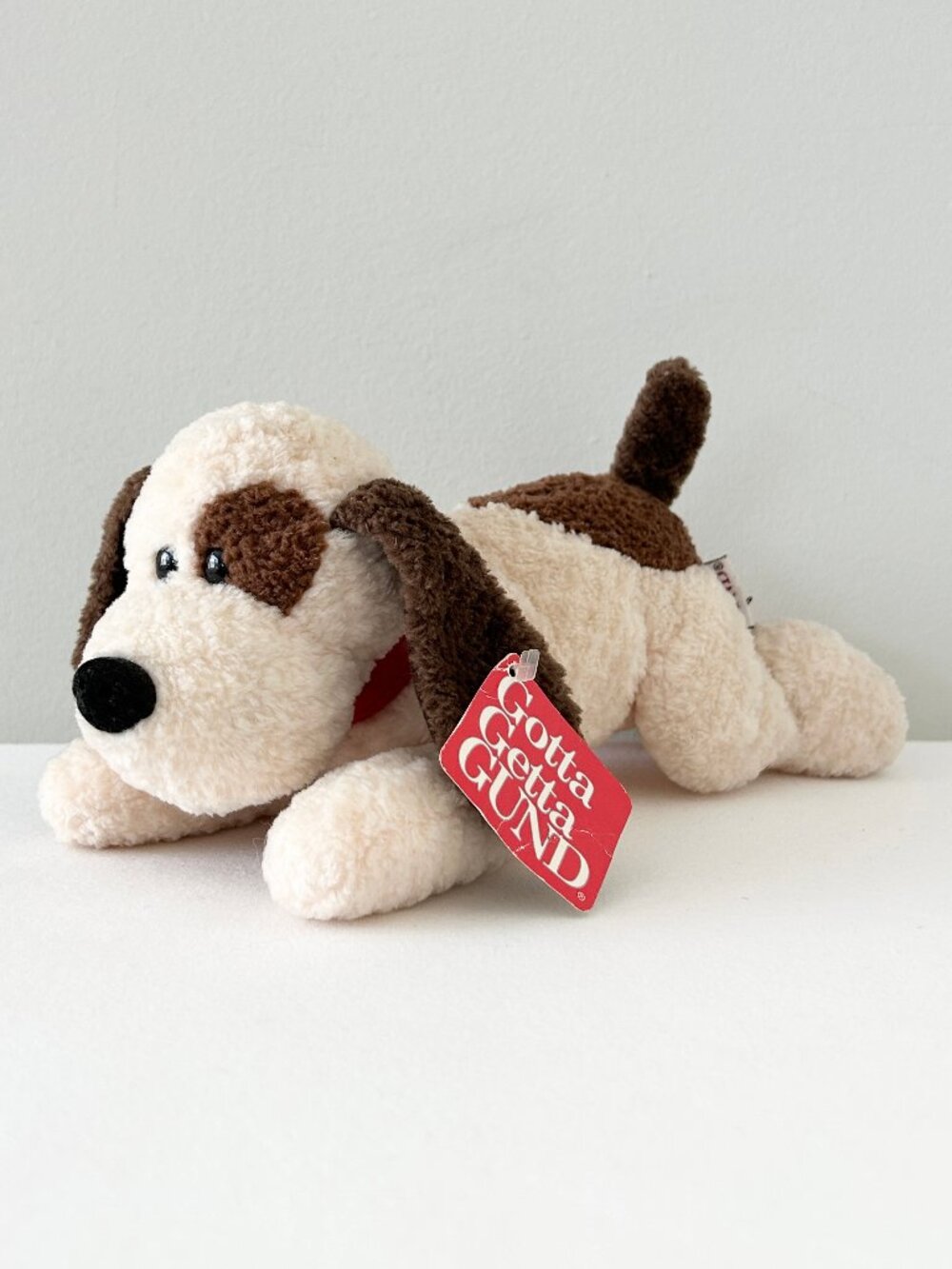 GUND Skip Puppy Dog Plush Brown Eye Patch Red Collar 10” Stuffed Animal Toy Tags